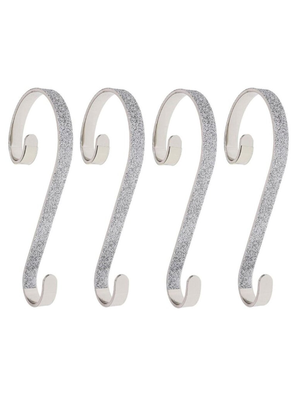 Christmas Stocking Holder Stocking Hanger 4 Pack Silver Glitter 4.4" Long